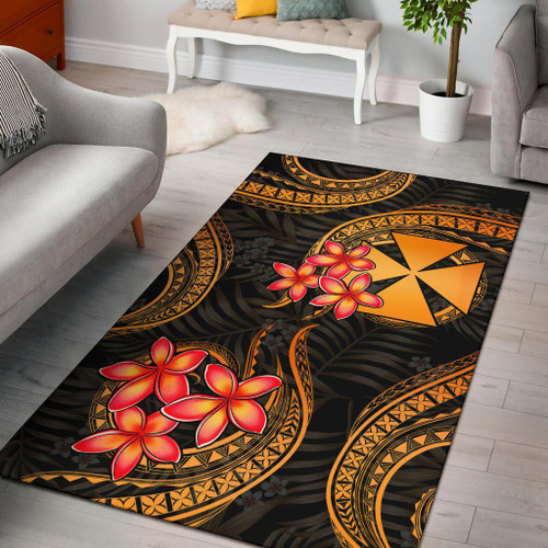 Wallis and Futuna Polynesian Area Rug - Gold Plumeria Polynesian 1