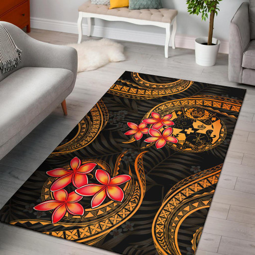 Tonga Polynesian Area Rug - Gold Plumeria Polynesian 1