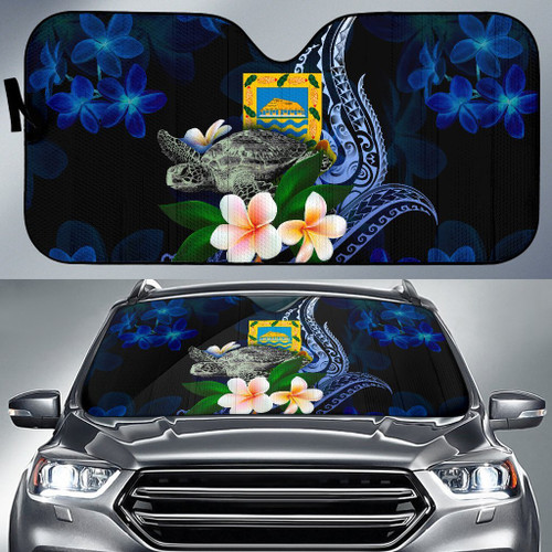 Tuvalu Polynesian Sun Shades - Turtle With Plumeria Flowers