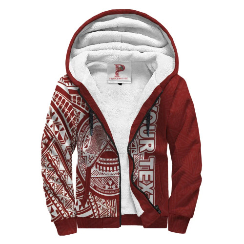 American Samoa Personalised Custom Polynesian Sherpa Hoodie - Line Red 1