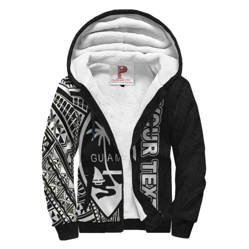 Guam Personalised Custom Polynesian Sherpa Hoodie - Line Black 1