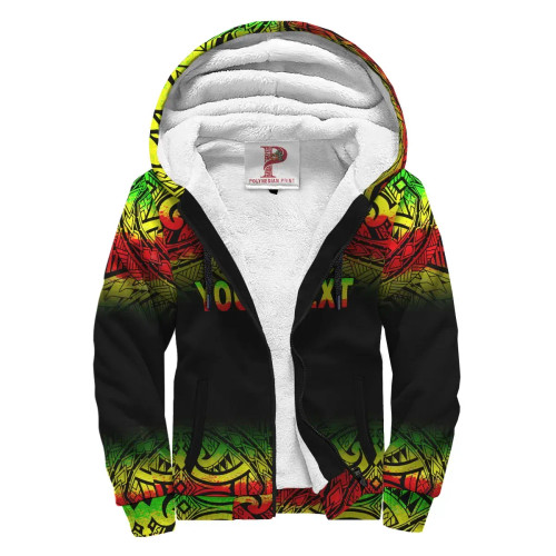 American Samoa Personalised Custom Polynesian Sherpa Hoodie - Fog Reggae 1