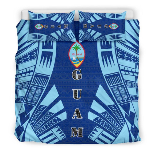 Guam Duvet Cover Set - Polynesian Tattoo Flag 1