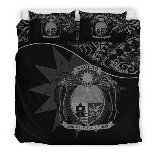 Nauru Duvet Cover Set - Nauru Bedding Flag & Coat Of Arms Black 1