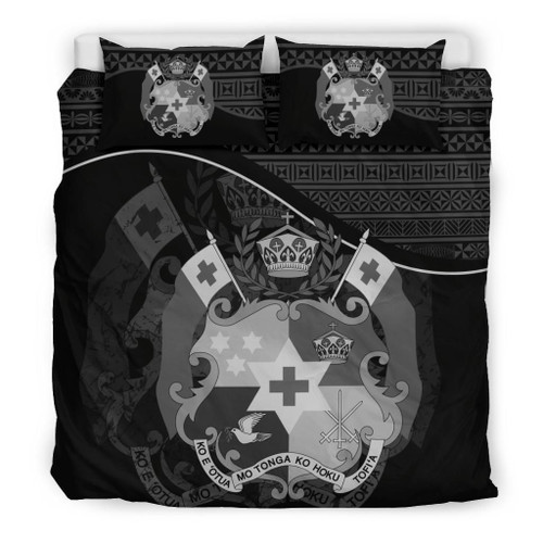 Polynesian Duvet Cover Set - Tonga Bedding Set Black 1
