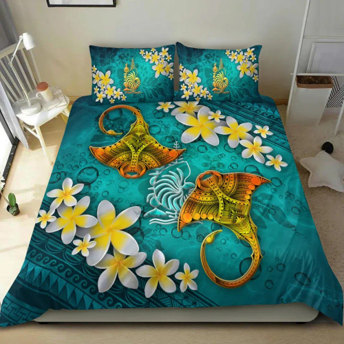 New Caledonia Polynesian Bedding Set - Manta Ray Ocean 1