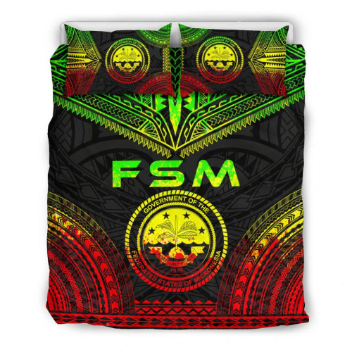 Federated States Of Micronesia Polynesian Chief Duvet Cover Set - Reggae Version 1