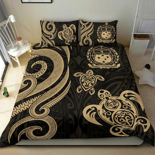 Samoa Polynesian Bedding Set - Gold Tentacle Turtle 1