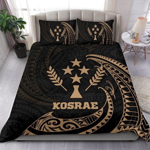 Kosrae Micronesia Bedding Set - Gold Tribal Wave 1