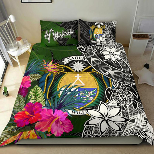 Nauru Bedding Set - Turtle Plumeria Banana Leaf Crest 1