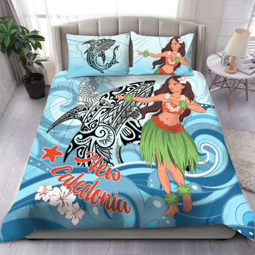 New Caledonia Bedding Set - Polynesian Girls With Shark 1