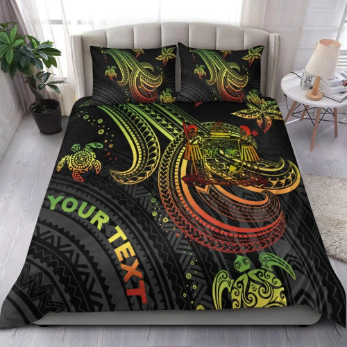 Fiji Custom Personalised Bedding Set - Reggae Turtle 1