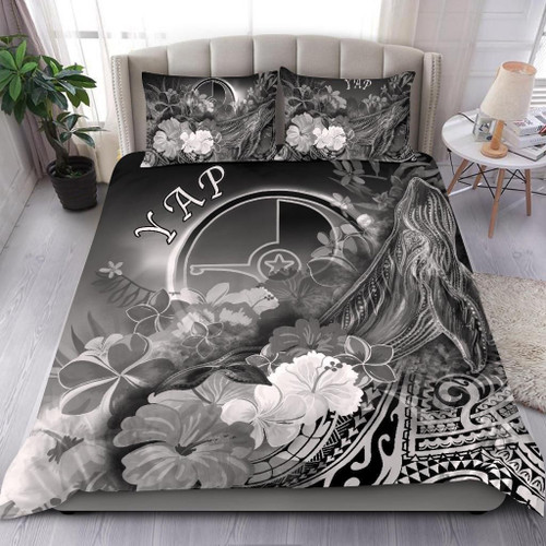 Yap Bedding Set - Humpback Whale With Tropical Flowers (White) 1