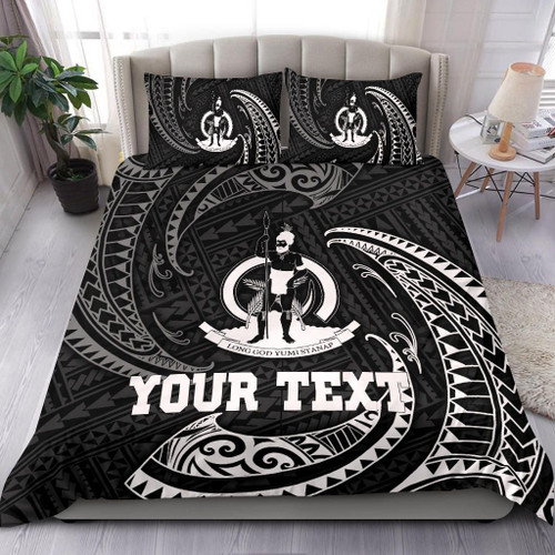 Vanuatu Polynesian Custom Personalised Bedding Set - White Tribal Wave 1