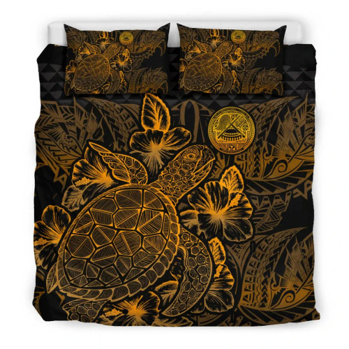 Polynesian Bedding Set - American Samoa Duvet Cover Set Gold Color 1