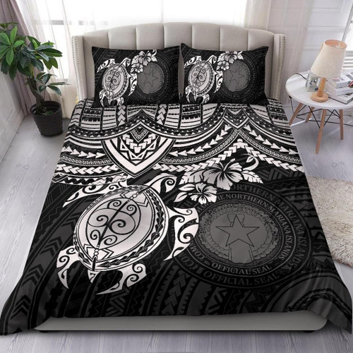 Northern Mariana Islands Polynesian Duvet Cover Set - White Turtle 1