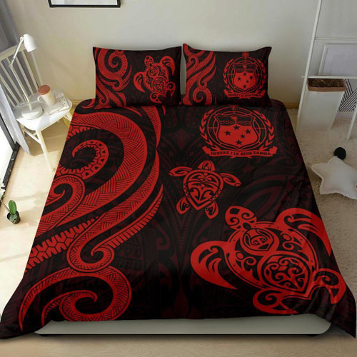 Samoa Polynesian Bedding Set - Red Tentacle Turtle 1