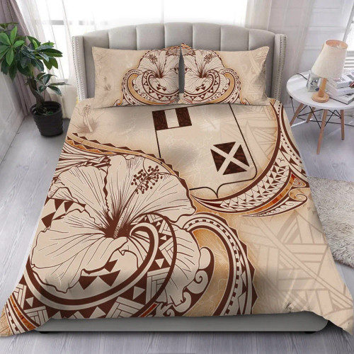 Wallis And Futuna Bedding Set - Hibiscus Flower Vintage Style 1