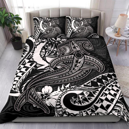 Pohnpei Bedding Set - White Shark Polynesian Tattoo 1