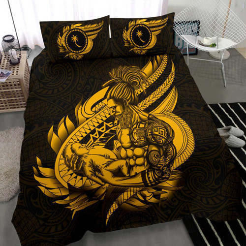 Polynesian Bedding Set - Chuuk Duvet Cover Set Father And Son Gold 1
