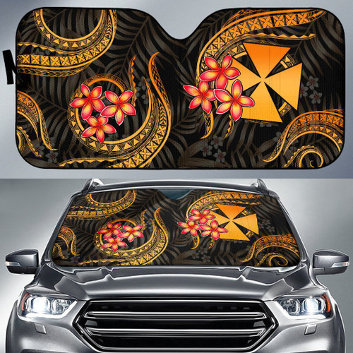 Wallis and Futuna Auto Sun Shades - Gold Plumeria