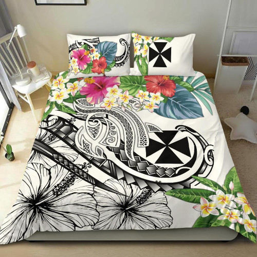 Wallis And Futuna Polynesian Bedding Set - Summer Plumeria (White) 1