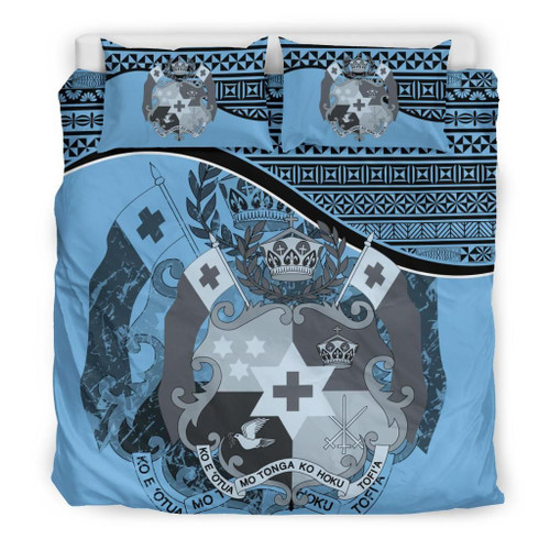 Tonga Duvet Cover Set - Tonga Coat Of Arms Blue 1