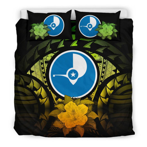 Yap Duvet Cover Set - Yap Flag & Reggae Hibiscus 1