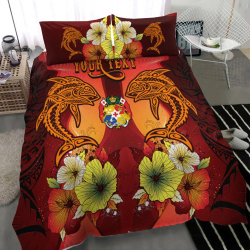 Tonga Custom Personalised Bedding Sets - Tribal Tuna Fish 1