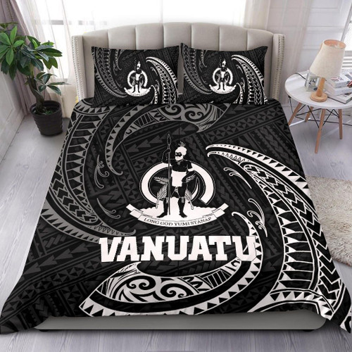 Vanuatu Polynesian Bedding Set - White Tribal Wave 1