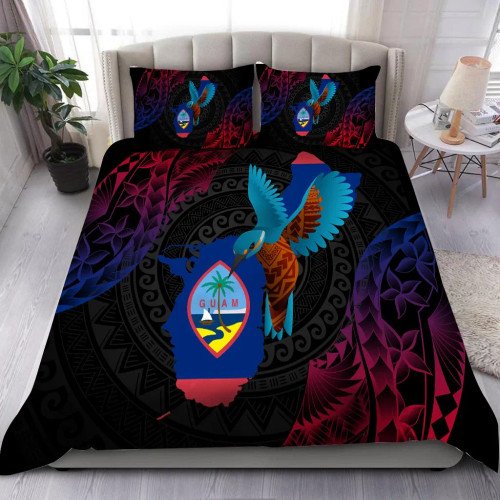 Guam Bedding Set - Kingfisher Bird With Map 1