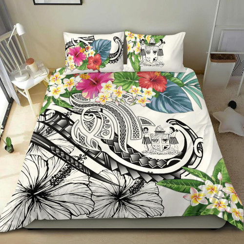 Fiji Polynesian Bedding Set - Summer Plumeria (White) 1