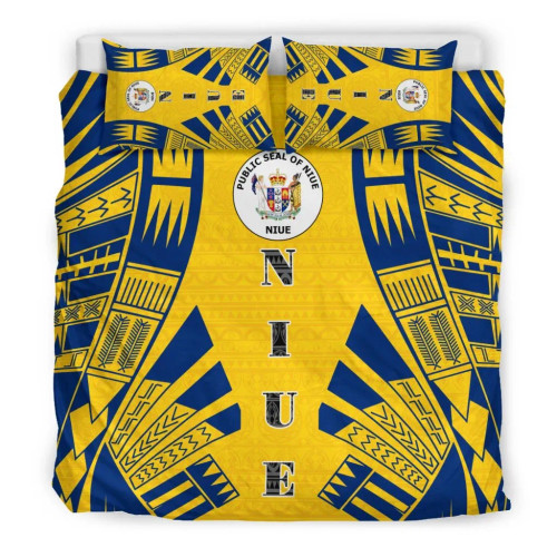 Niue Duvet Cover Set - Polynesian Tattoo Flag 1
