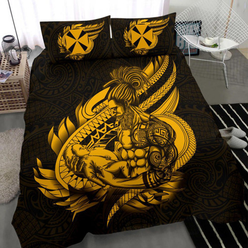 Polynesian Bedding Set - Wallis And Futuna Duvet Cover Set Father And Son Gold 1