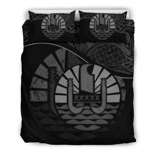 Tahiti Duvet Cover Set - Tahiti Flag Black 1