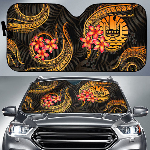 Tahiti Auto Sun Shades - Gold Plumeria