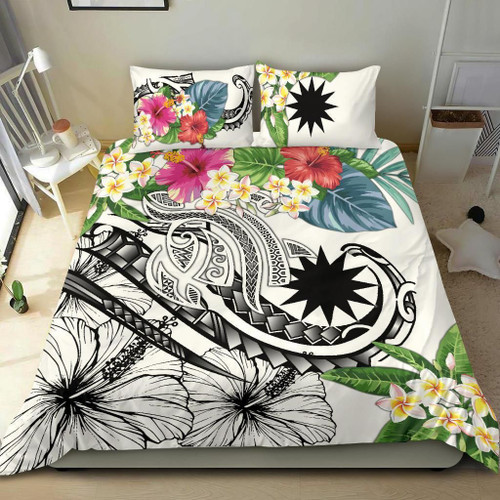 Nauru Polynesian Bedding Set - Summer Plumeria (White) 1
