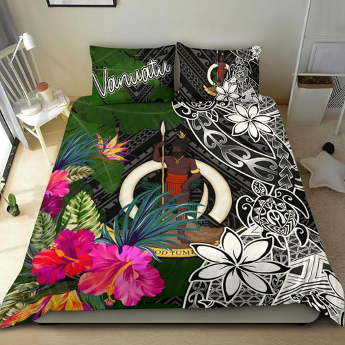 Vanuatu Bedding Set - Turtle Plumeria Banana Leaf 1