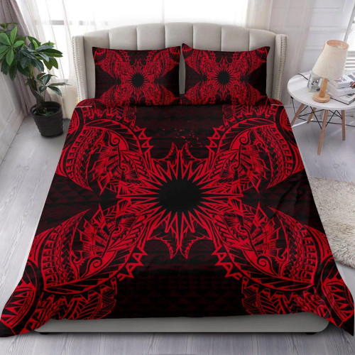 Polynesian Bedding Set - Marshall Islands Duvet Cover Set Map Red 1