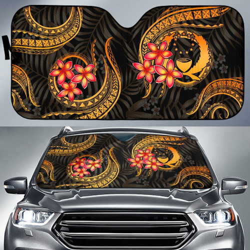 Pohnpei Auto Sun Shades - Gold Plumeria