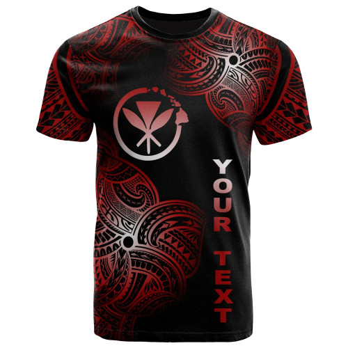 Hawaii Polynesia Custom Personalized T-Shirt - Hawaii Tribal Flower Red 1