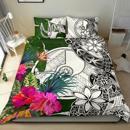 Yap Bedding Set White - Turtle Plumeria Banana Leaf 1