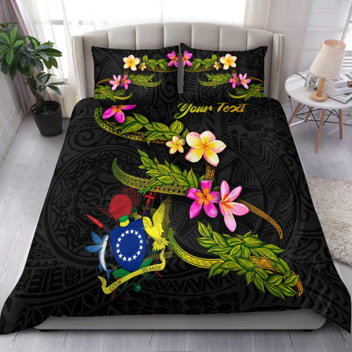 Cook Islands Polynesian Custom Personalised Bedding Set - Plumeria Tribal 1