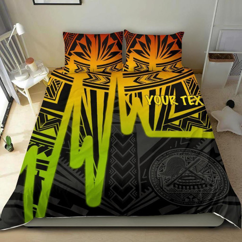 American Samoa Personalised Bedding Set - Seal With Polynesian Pattern Heartbeat Style (Reggea) 1