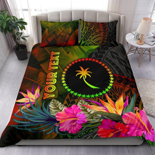 Chuuk Polynesian Personalised Bedding Set - Hibiscus And Banana Leaves 1