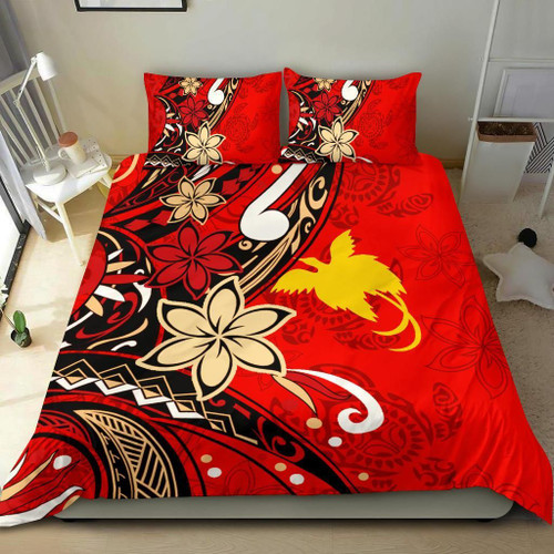 Papua Polynesian Bedding Set - Tribal Flower With Special Turtles Red Color 1