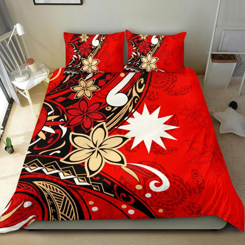 Nauru Bedding Set - Tribal Flower With Special Turtles Red Color 1
