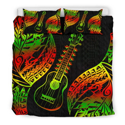 Polynesian Bedding Set Hawaii Duvet Cover Set Ukulele 1