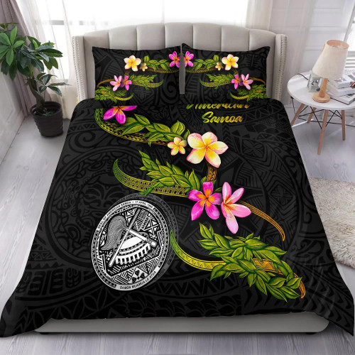 American Samoa Polynesian Bedding Set - Plumeria Tribal 1