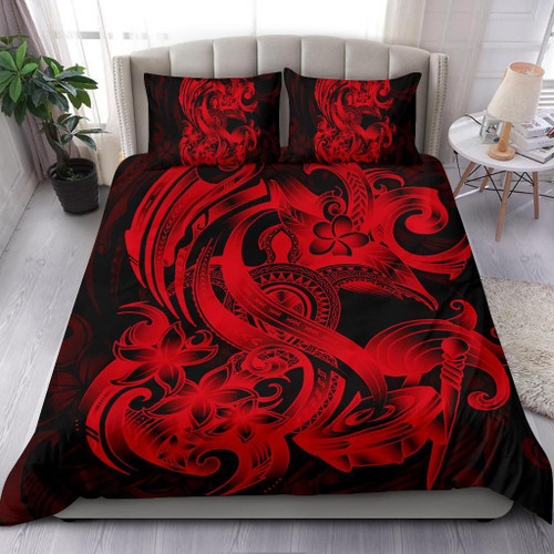 Polynesian Bedding Set - American Samoa Duvet Cover Set Red Turtle 1